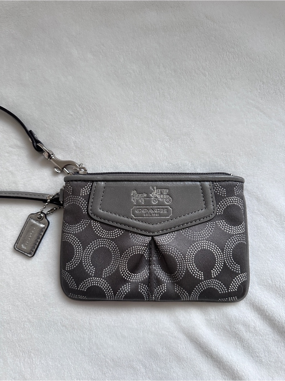 Coach Madison Op Art Signature Metallic Dotted Wristlet